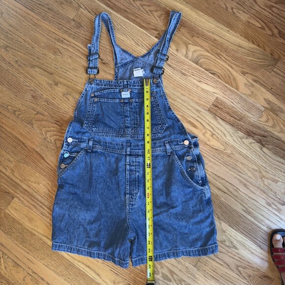 Vintage Calvin Klein Bib Overalls Shorts Jeans Denim Womens L Double Stone Wash - Picture 15 of 16